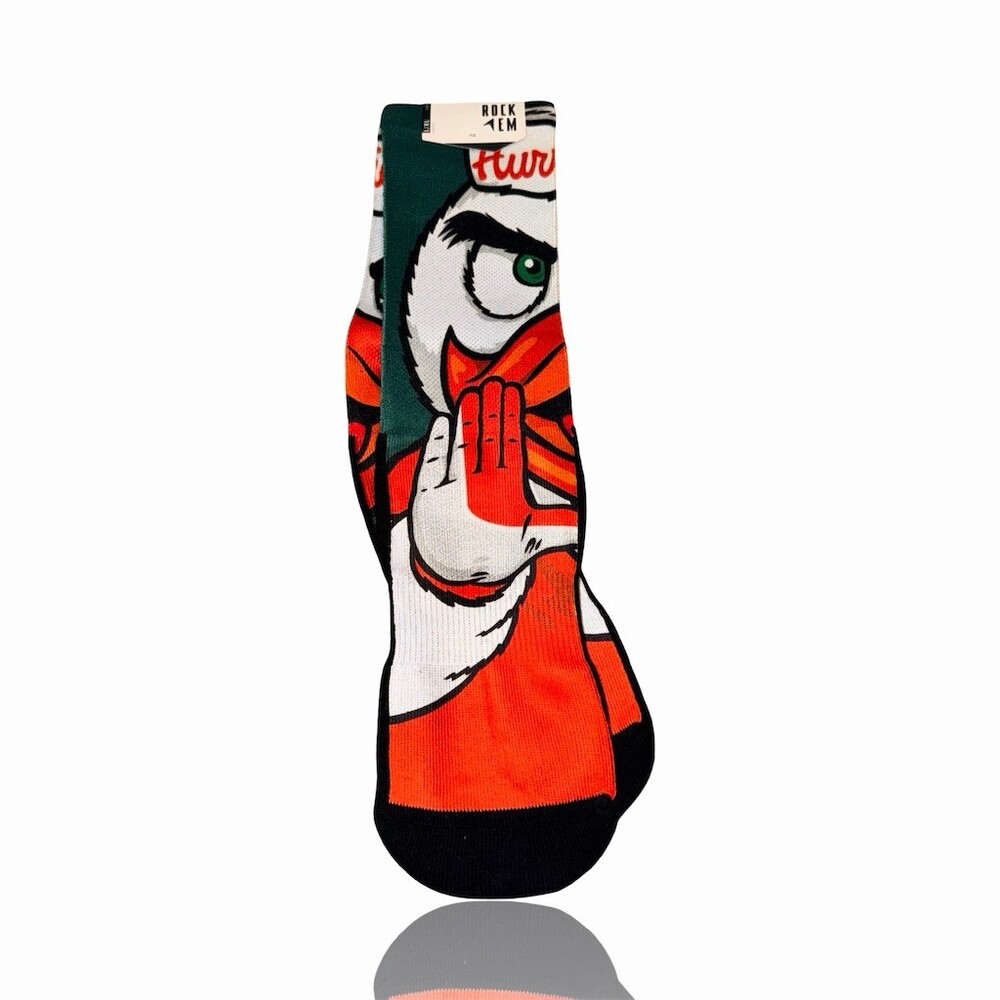 Rock 'Em Socks Miami Hurricanes Sebastian the Ibis Crew Socks L/XL 1 Pair